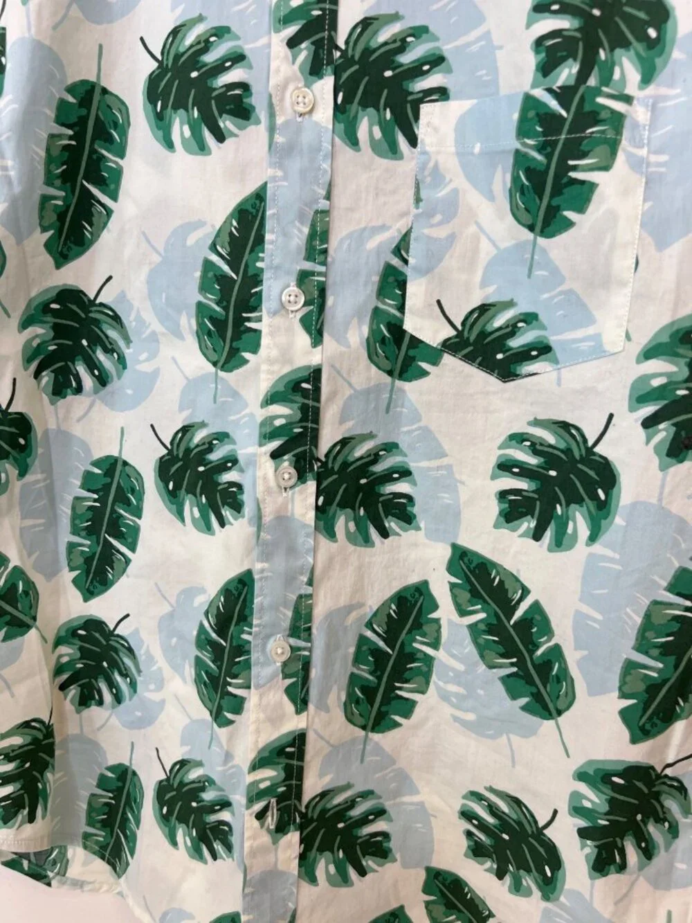 J.Crew Flex Washed Button up Mens shirt Medium Slim Monstera Plant Print